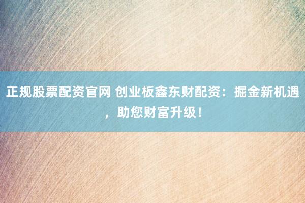 正规股票配资官网 创业板鑫东财配资：掘金新机遇，助您财富升级！