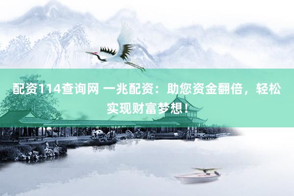 配资114查询网 一兆配资：助您资金翻倍，轻松实现财富梦想！