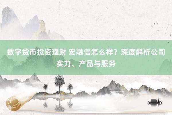 数字货币投资理财 宏融信怎么样？深度解析公司实力、产品与服务