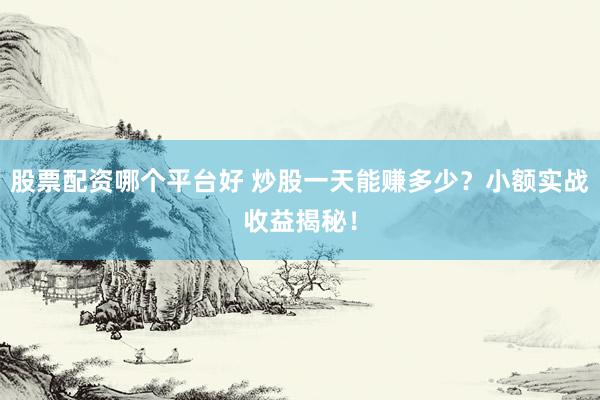 股票配资哪个平台好 炒股一天能赚多少？小额实战收益揭秘！