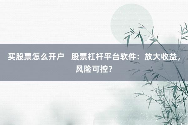 买股票怎么开户   股票杠杆平台软件：放大收益，风险可控？
