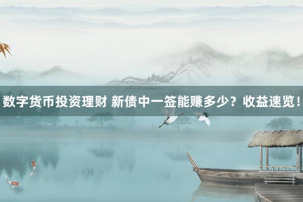 数字货币投资理财 新债中一签能赚多少？收益速览！