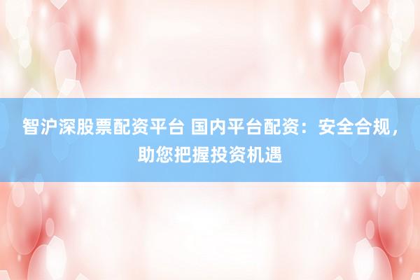 智沪深股票配资平台 国内平台配资：安全合规，助您把握投资机遇