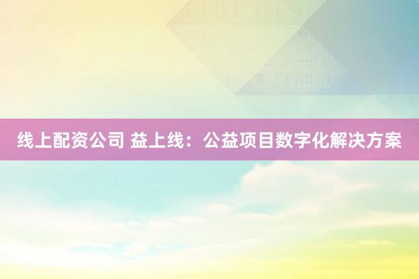 线上配资公司 益上线：公益项目数字化解决方案