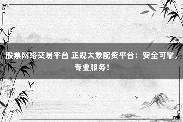 股票网络交易平台 正规大象配资平台：安全可靠，专业服务！