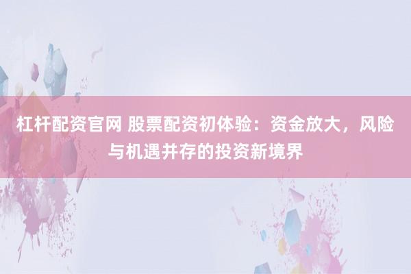 杠杆配资官网 股票配资初体验：资金放大，风险与机遇并存的投资新境界