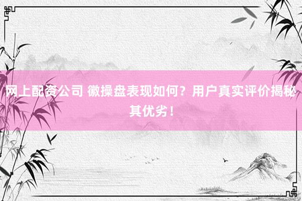 网上配资公司 徽操盘表现如何？用户真实评价揭秘其优劣！