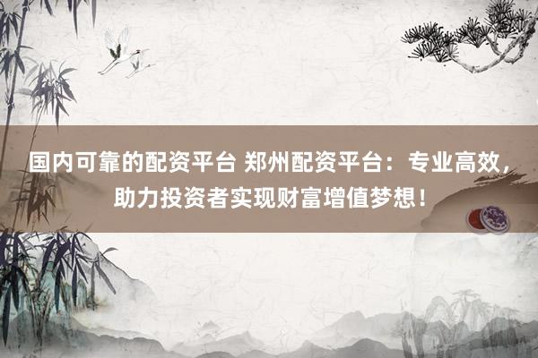 国内可靠的配资平台 郑州配资平台：专业高效，助力投资者实现财富增值梦想！