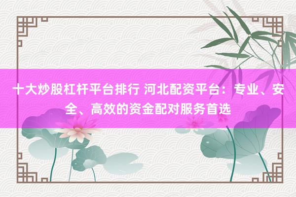 十大炒股杠杆平台排行 河北配资平台：专业、安全、高效的资金配对服务首选