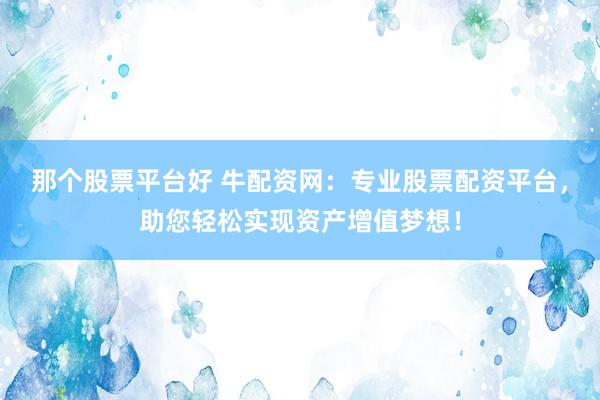 那个股票平台好 牛配资网：专业股票配资平台，助您轻松实现资产增值梦想！