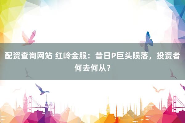 配资查询网站 红岭金服:昔日P巨头陨落,投资者何去何从?