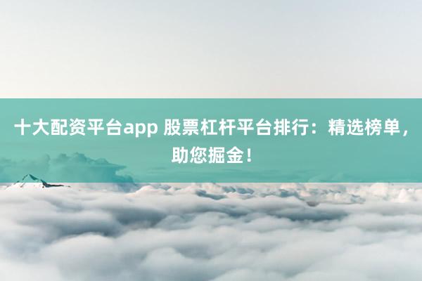 十大配资平台app 股票杠杆平台排行:精选榜单,助您掘金!
