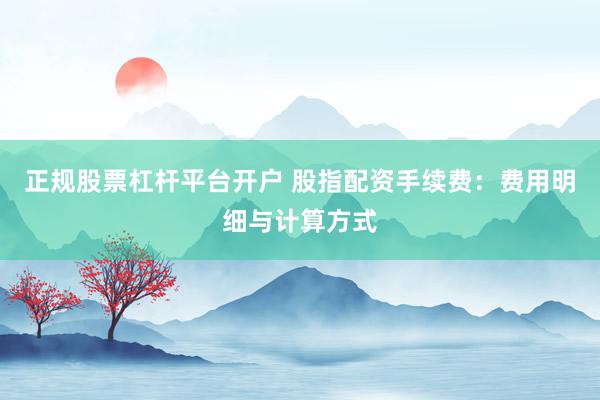 正规股票杠杆平台开户 股指配资手续费:费用明细与计算方式