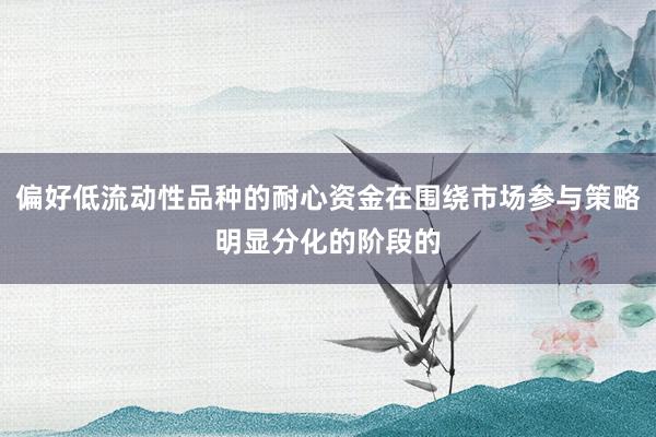 偏好低流动性品种的耐心资金在围绕市场参与策略明显分化的阶段的