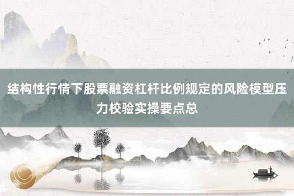 结构性行情下股票融资杠杆比例规定的风险模型压力校验实操要点总