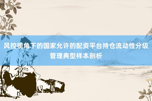 风控视角下的国家允许的配资平台持仓流动性分级管理典型样本剖析