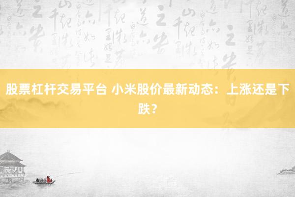 股票杠杆交易平台 小米股价最新动态：上涨还是下跌？