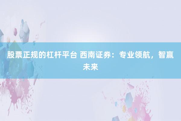 股票正规的杠杆平台 西南证券：专业领航，智赢未来