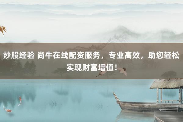 炒股经验 尚牛在线配资服务，专业高效，助您轻松实现财富增值！