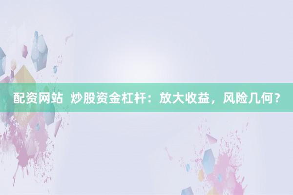 配资网站  炒股资金杠杆：放大收益，风险几何？