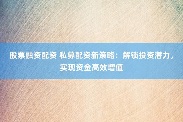 股票融资配资 私募配资新策略:解锁投资潜力,实现资金高效增值