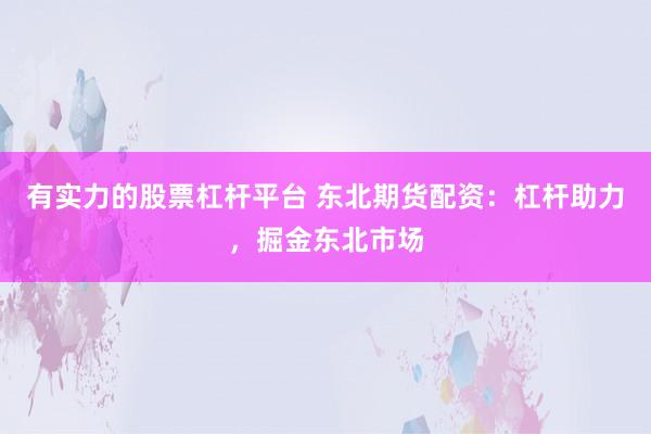 有实力的股票杠杆平台 东北期货配资：杠杆助力，掘金东北市场