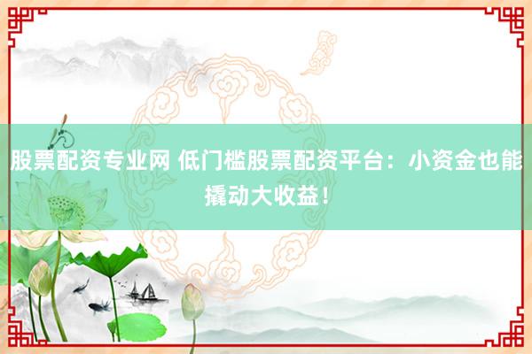 股票配资专业网 低门槛股票配资平台：小资金也能撬动大收益！